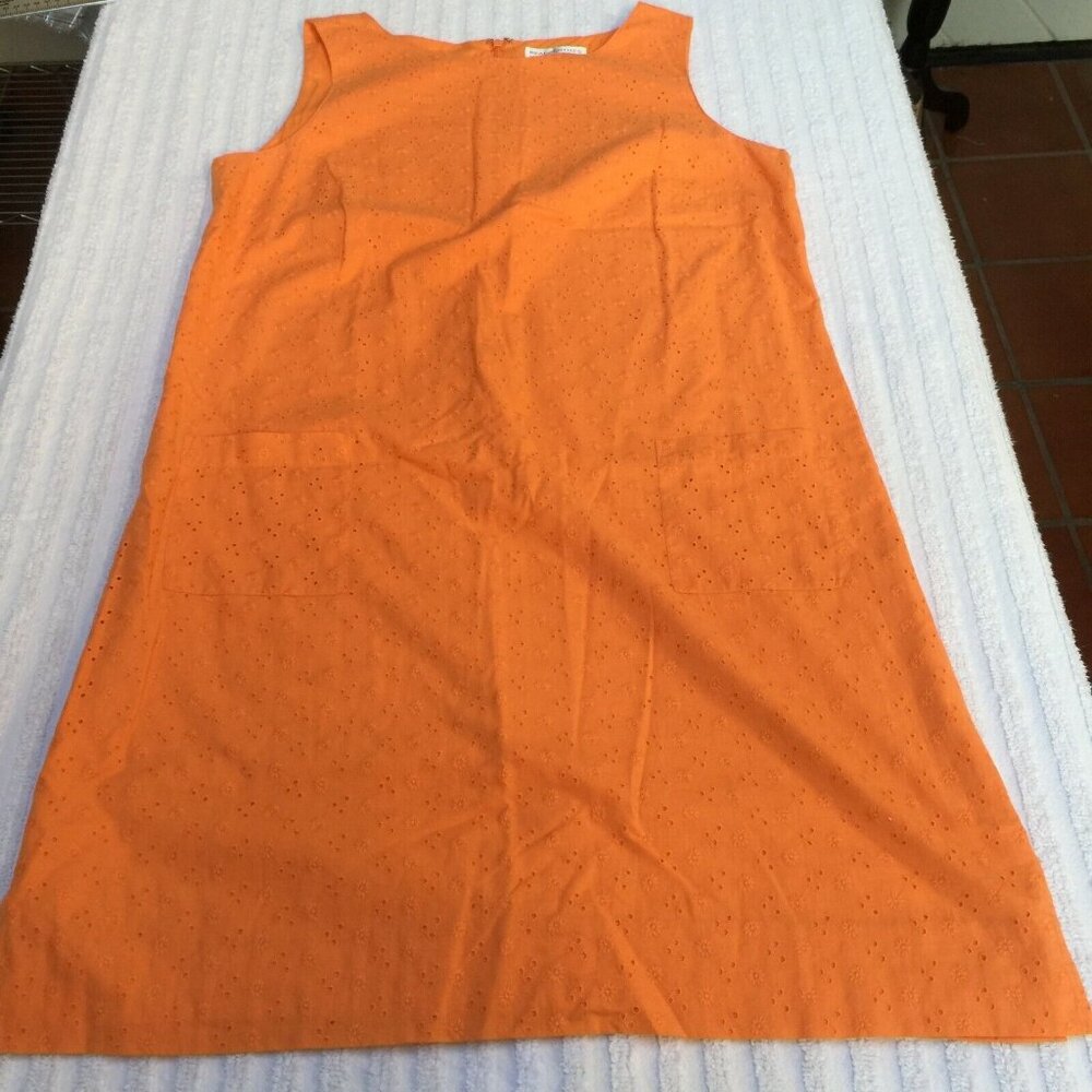Real Clothes Saks Fifth Avenue Sz 14 Sleeveless Embroidered Eyelet Dress Orange